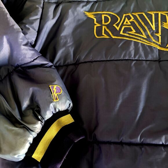 Vintage Men’s 1990’s Pro Player Baltimore Ravens Quilted Reversible Jacket XL - Picture 2 of 15